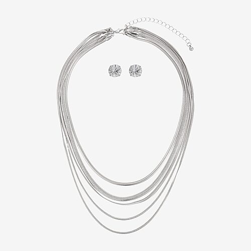 Forever 21 Forever21 Womens Crystal 2-pc. Jewelry Set In Silver