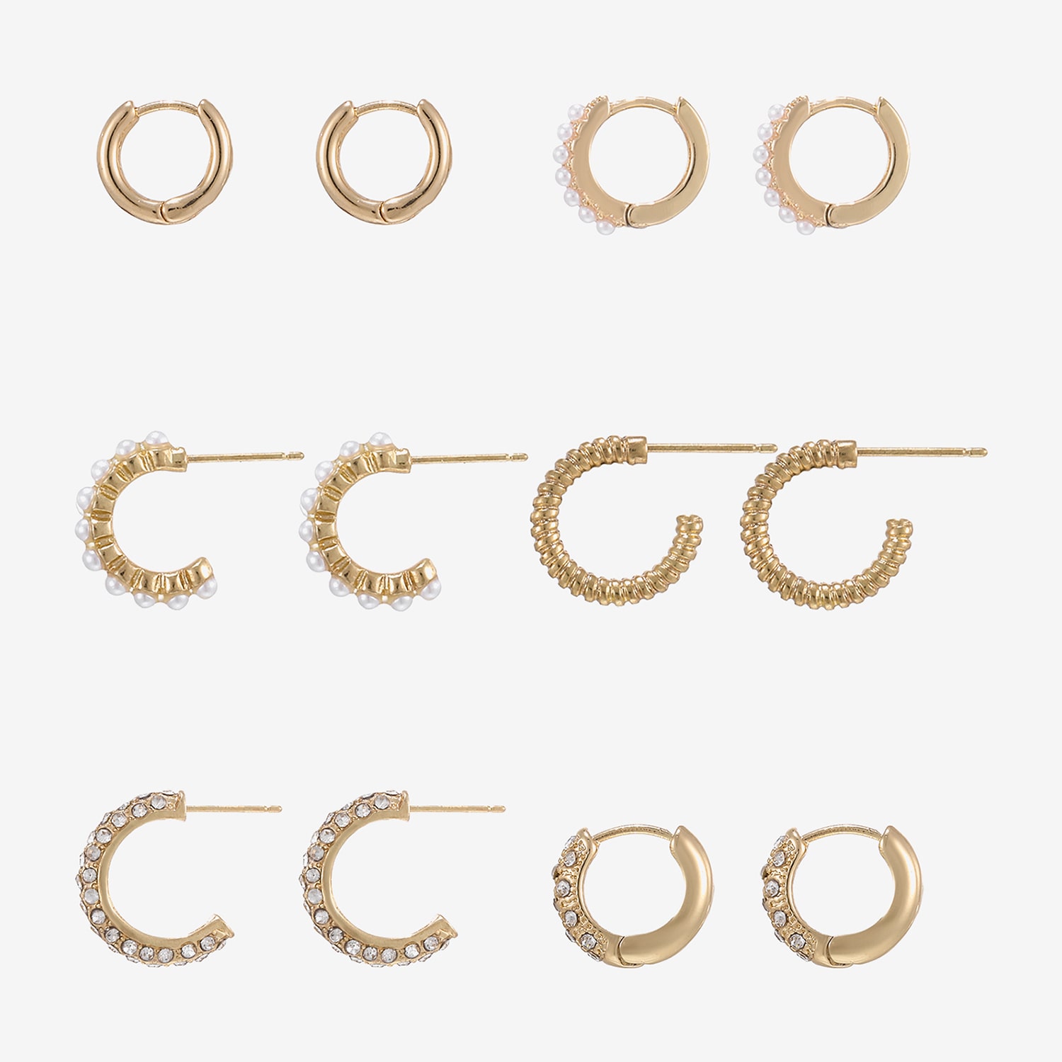 Forever 21 Womens Simulated Simulated Pearl 6 Pair Earring Set