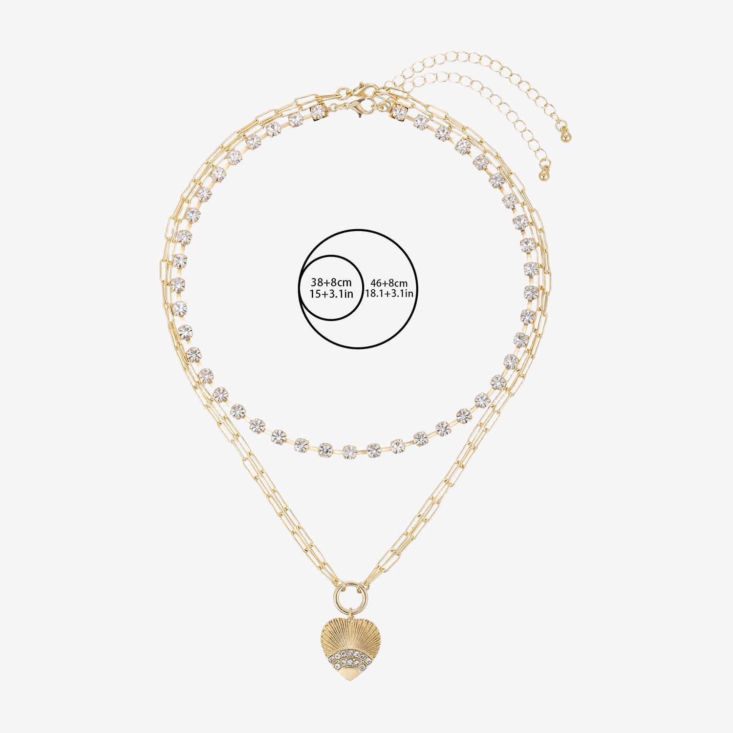 Forever 21 Womens Crystal Heart 2-pc. Necklace Set
