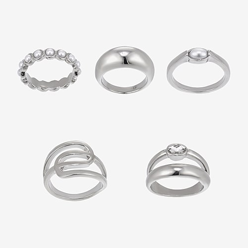 Forever 21 Womens Glass Ring Set In Silver