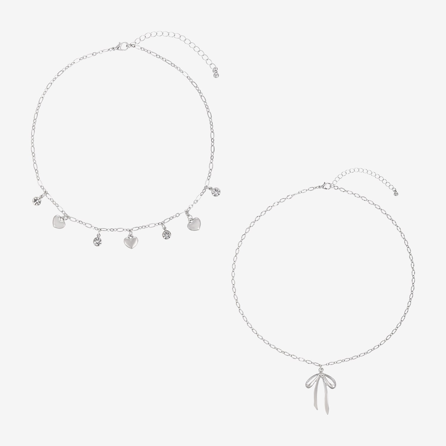 Forever 21 Forever21 Womens Glass Bow Heart 2-pc. Necklace Set