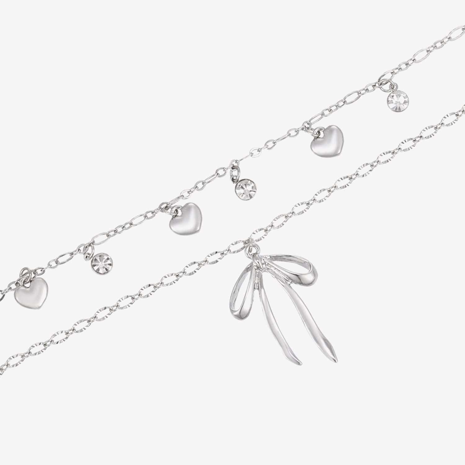 Forever 21 Forever21 Womens Glass Bow Heart 2-pc. Necklace Set