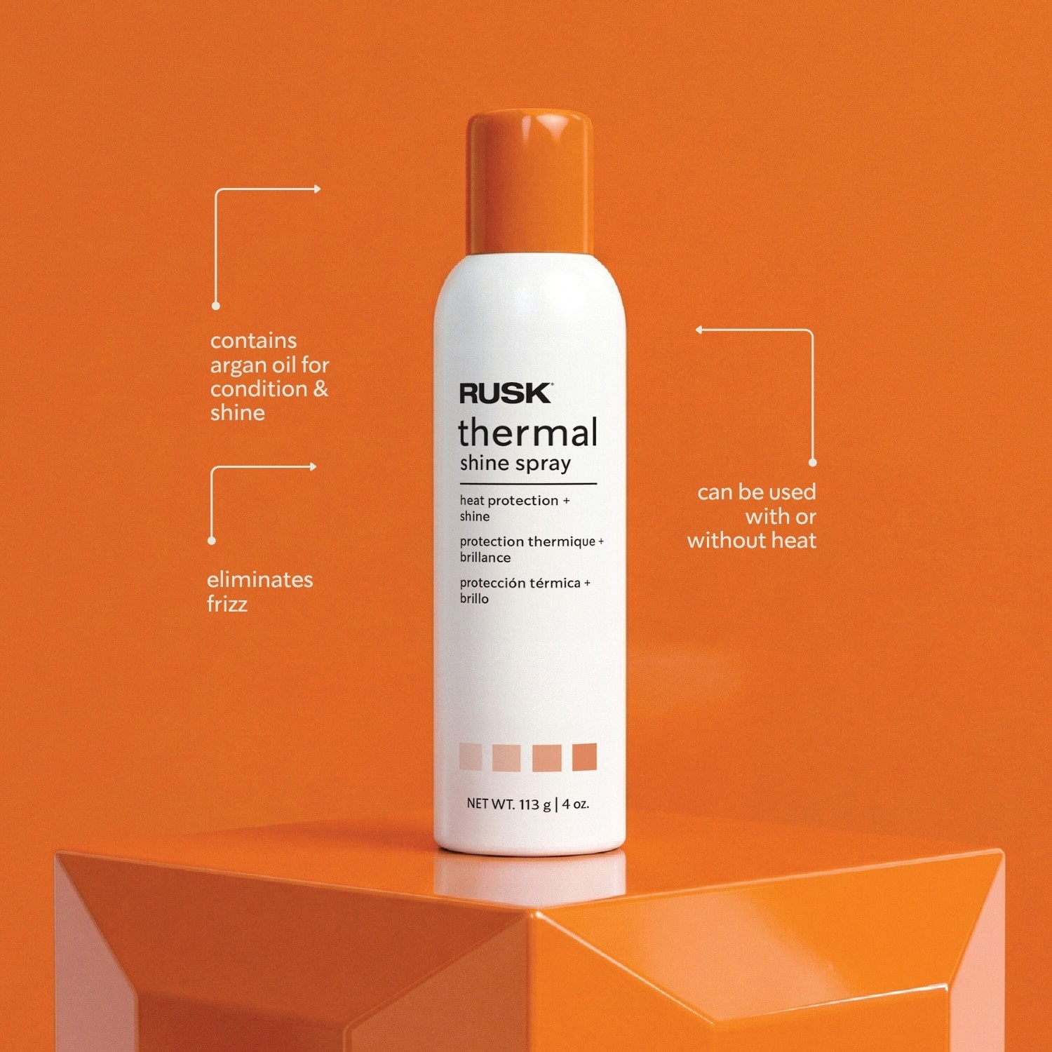 Rusk Pure Argan Oil Thermal Shine Spray Styling Product 4.4 oz.