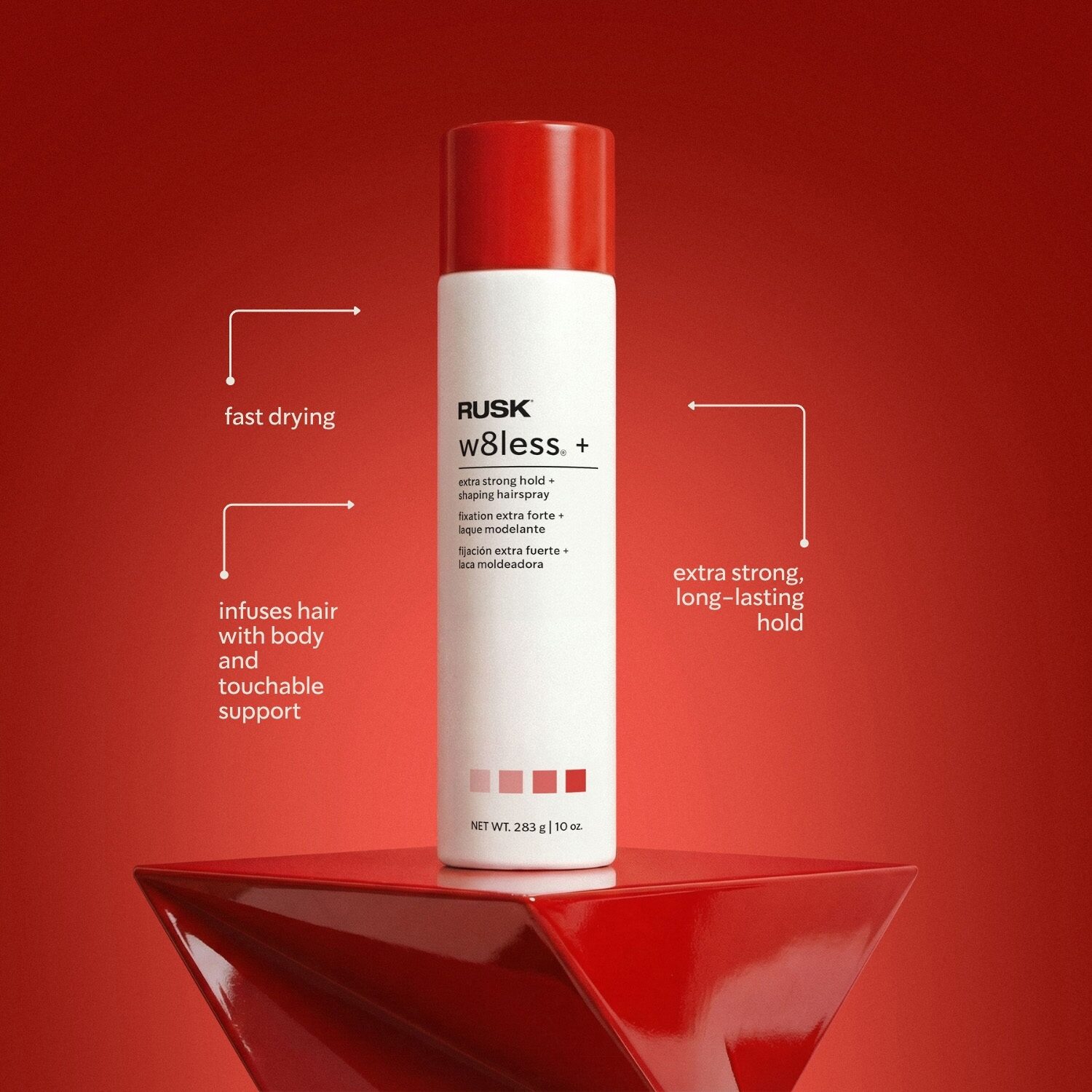 Rusk W8less Plus Extra Strong Lvoc Hair Spray 10 oz.