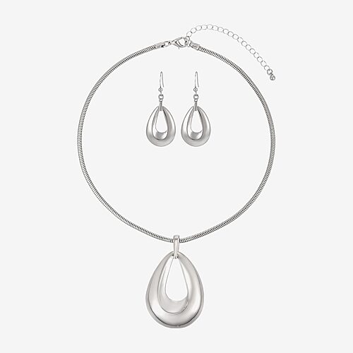 Bold Elements Womens 2-pc. Pendant Necklace Set In Silver