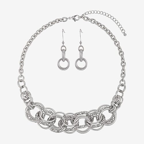 Bold Elements Womens 2-pc. Necklace Set In Silver