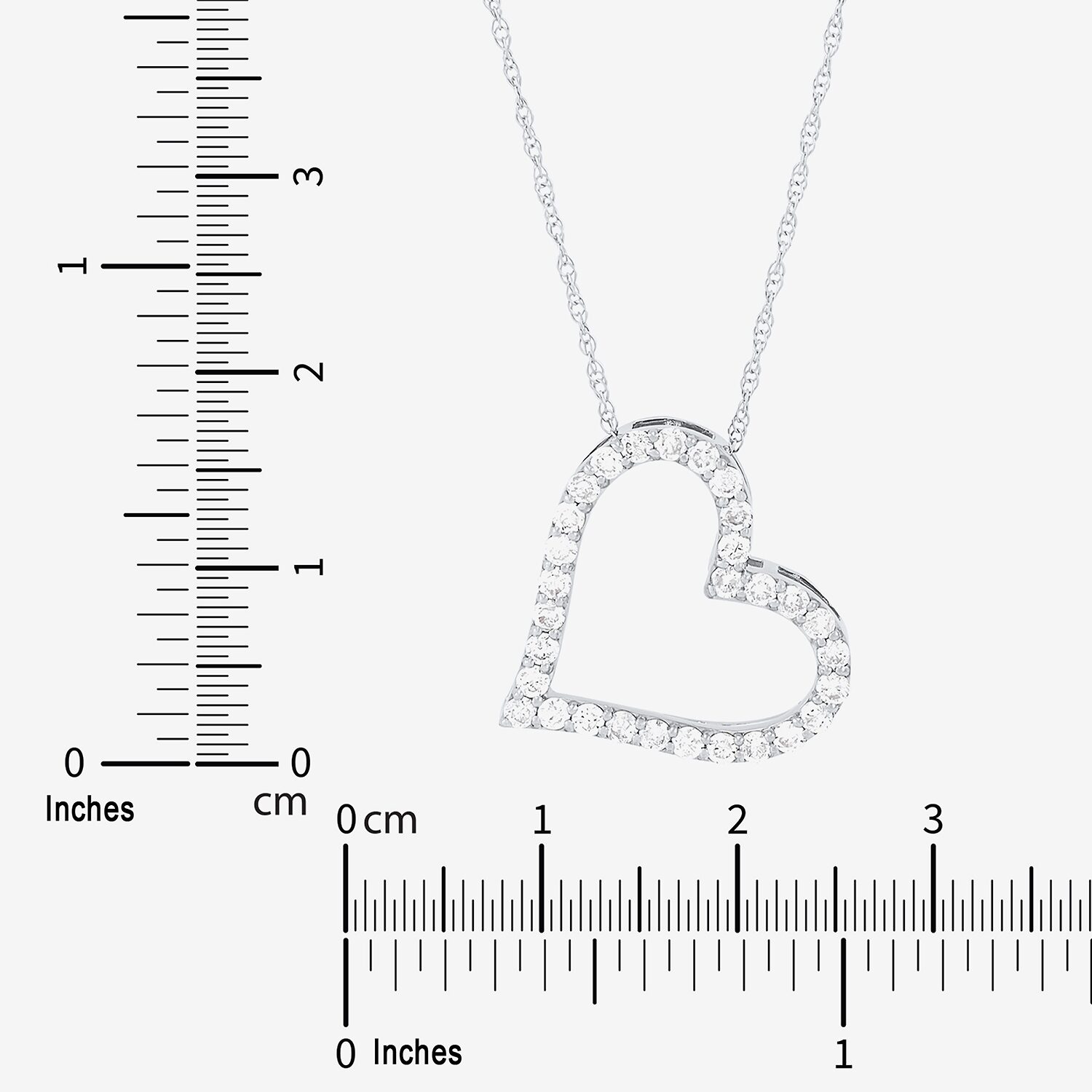 Limited Quantities! Womens 1/2 CT. Natural White Diamond 14K White Gold Heart 19 1/2 Inch Pendant Necklace
