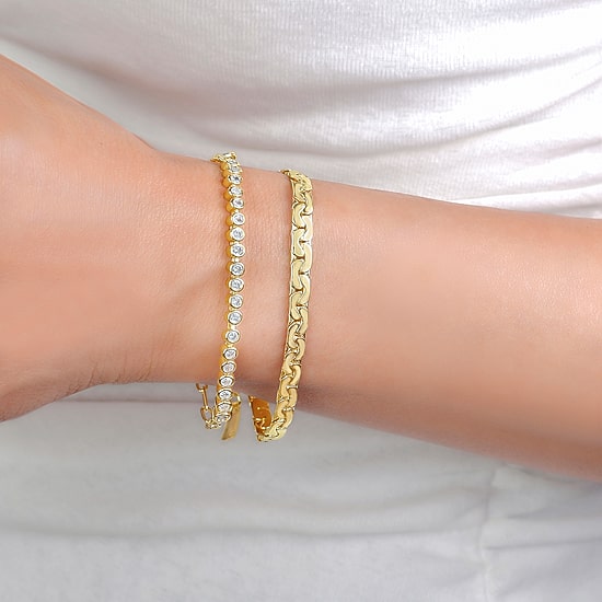 RM Rebecca Minkoff Womens 2-pc. Cubic Zirconia 14K Gold Over Brass Bracelet Set