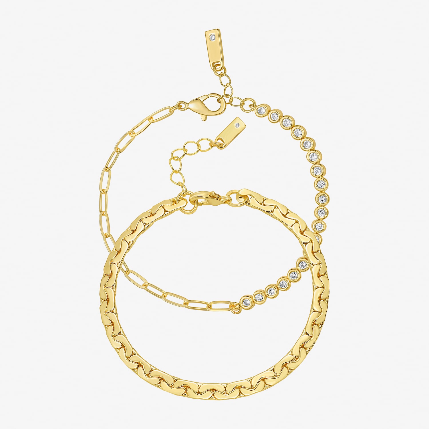 RM Rebecca Minkoff Womens 2-pc. Cubic Zirconia 14K Gold Over Brass Bracelet Set