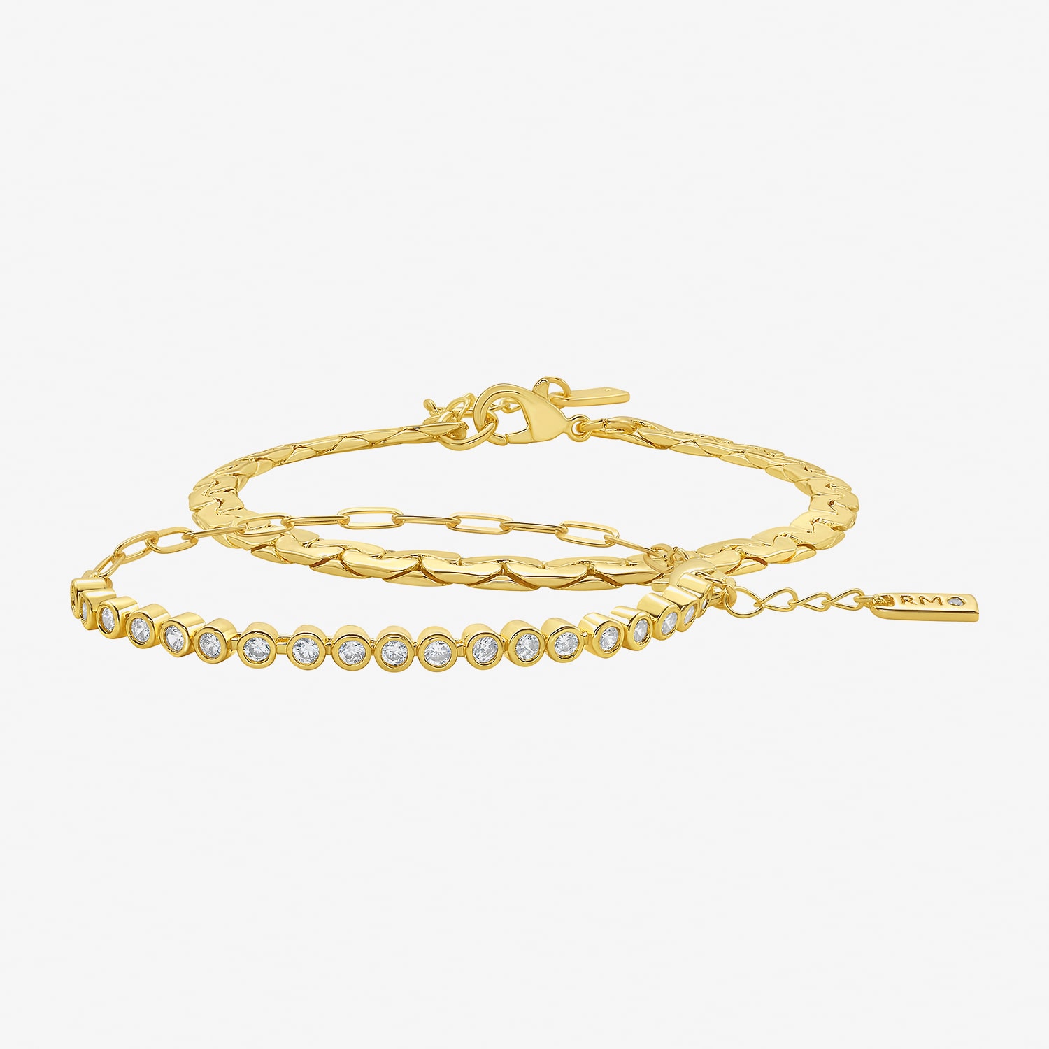 RM Rebecca Minkoff Womens 2-pc. Cubic Zirconia 14K Gold Over Brass Bracelet Set