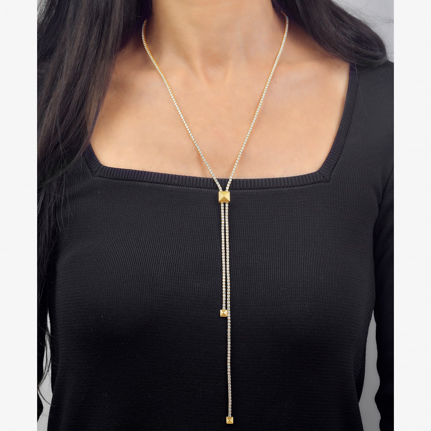 RM Rebecca Minkoff Womens Cubic Zirconia 14K Gold Over Brass 34 Inch Y Necklace