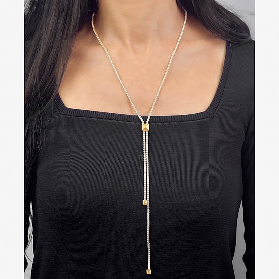 RM Rebecca Minkoff Womens Cubic Zirconia 14K Gold Over Brass 34 Inch Y Necklace