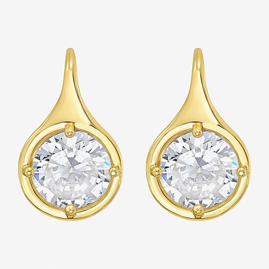RM Rebecca Minkoff Womens Cubic Zirconia 14K Gold Over Brass Drop Earrings