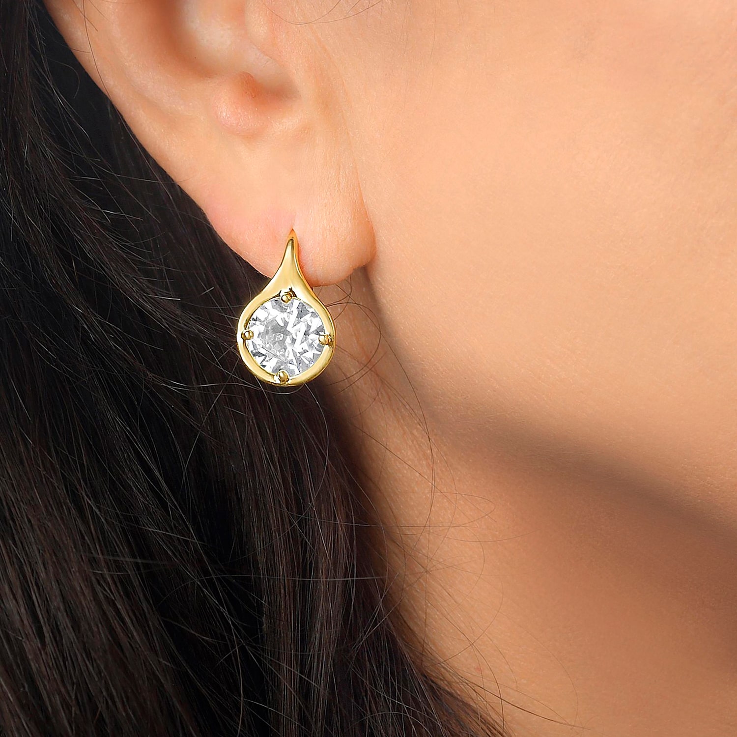 RM Rebecca Minkoff Womens Cubic Zirconia 14K Gold Over Brass Drop Earrings