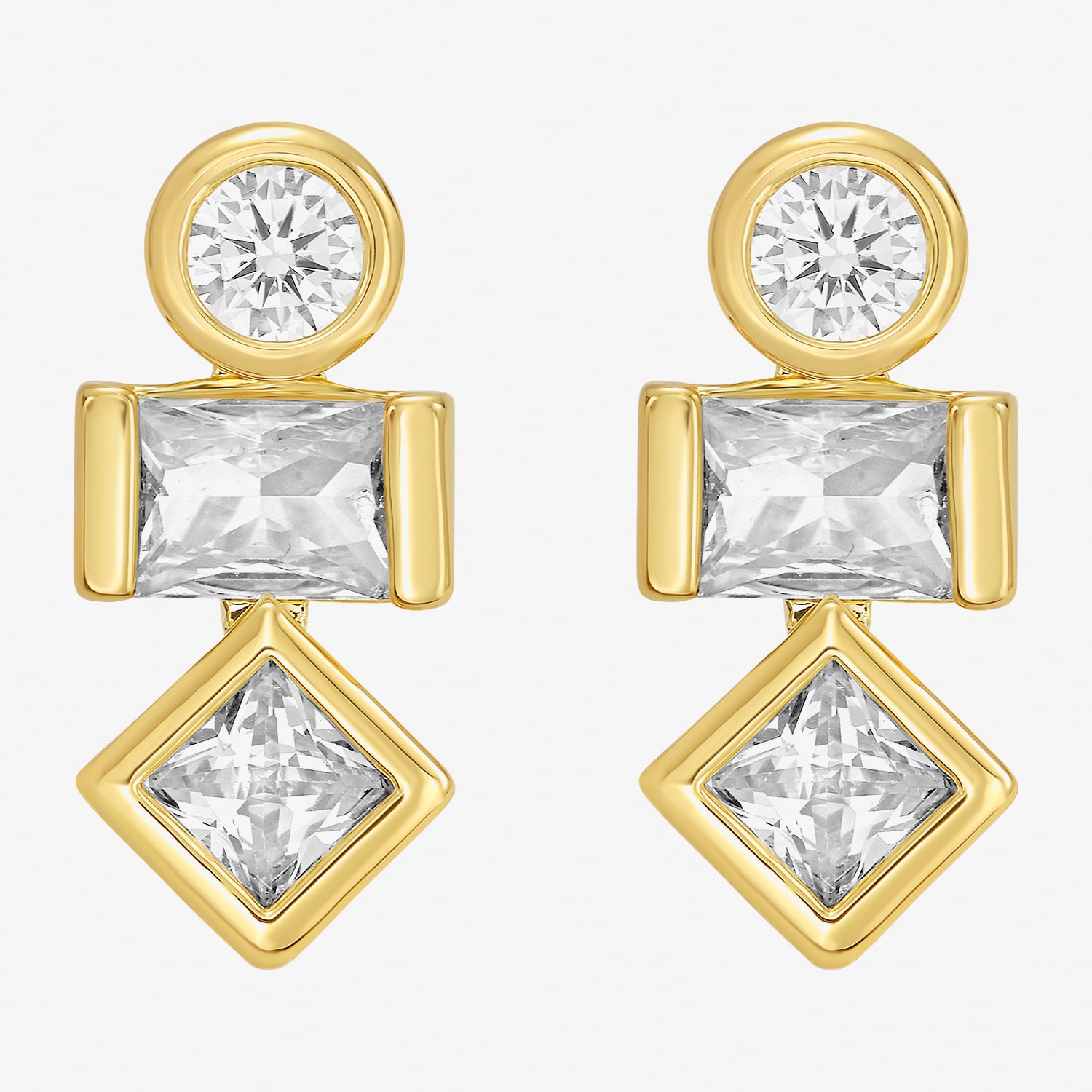 RM Rebecca Minkoff Womens Cubic Zirconia 14K Gold Over Brass Drop Earrings