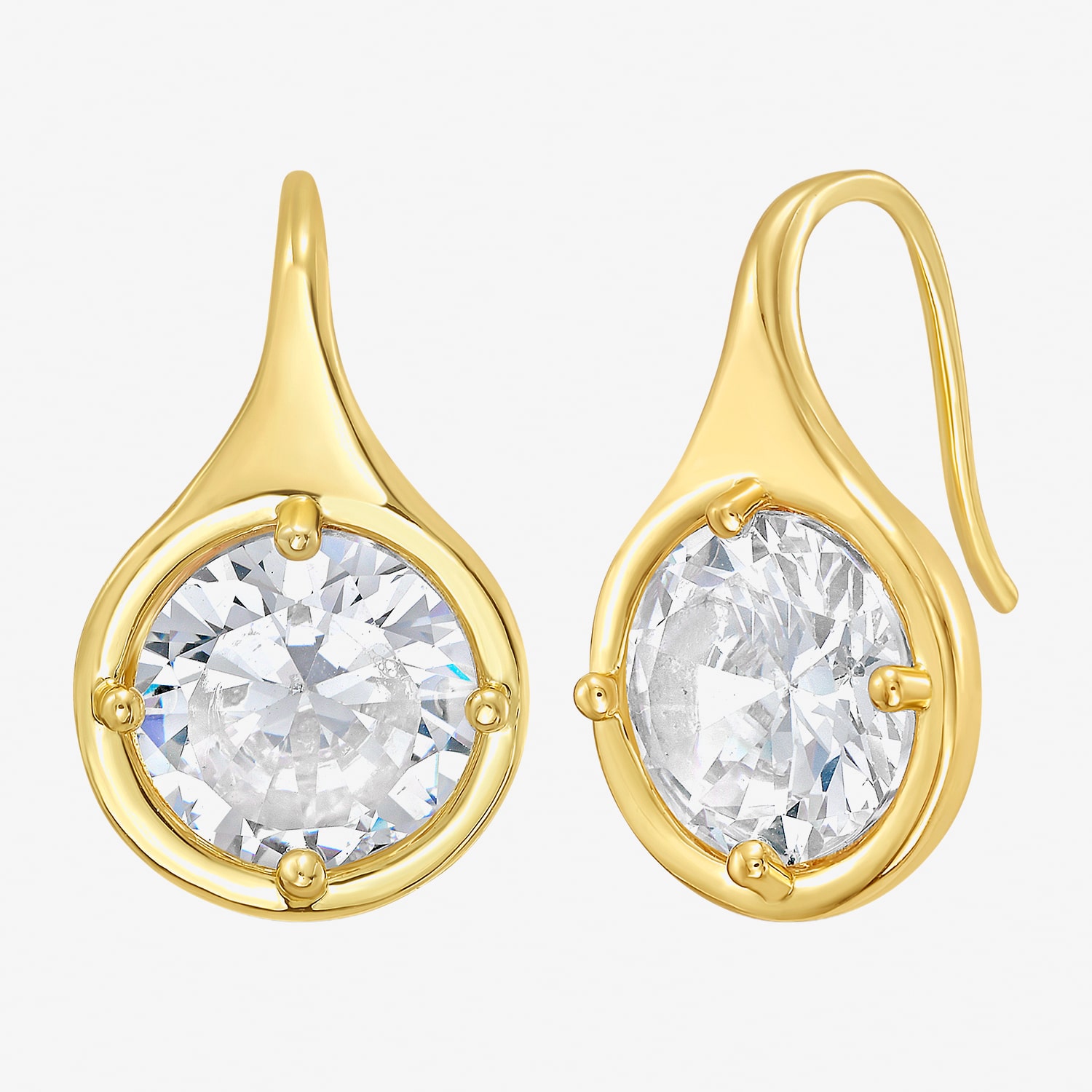 RM Rebecca Minkoff Womens Cubic Zirconia 14K Gold Over Brass Drop Earrings