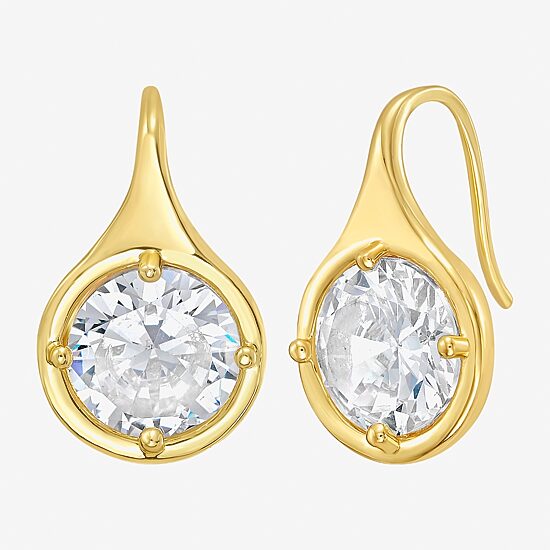 RM Rebecca Minkoff Womens Cubic Zirconia 14K Gold Over Brass Drop Earrings