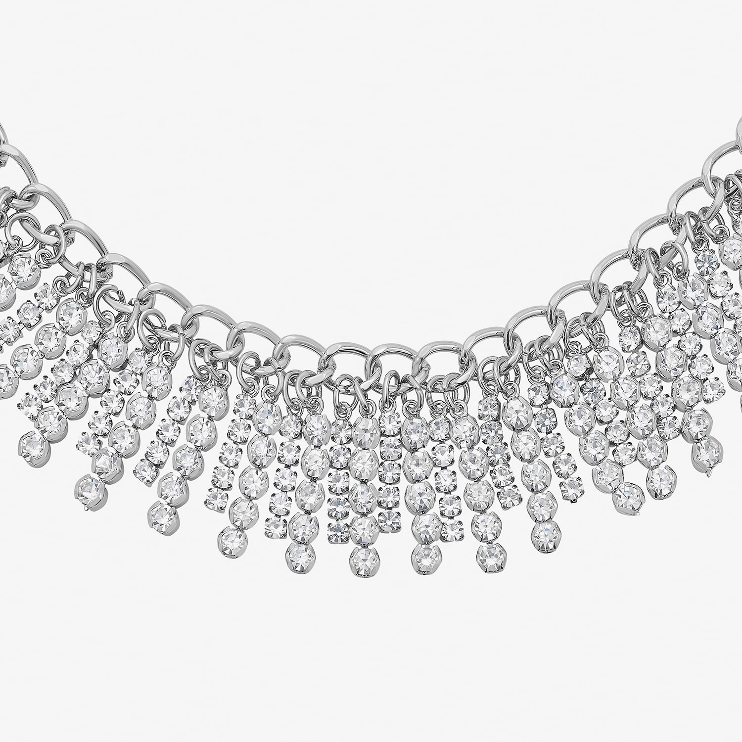 RM Rebecca Minkoff Womens Pure Silver Over Brass 17 1/2 Inch Statement Necklace