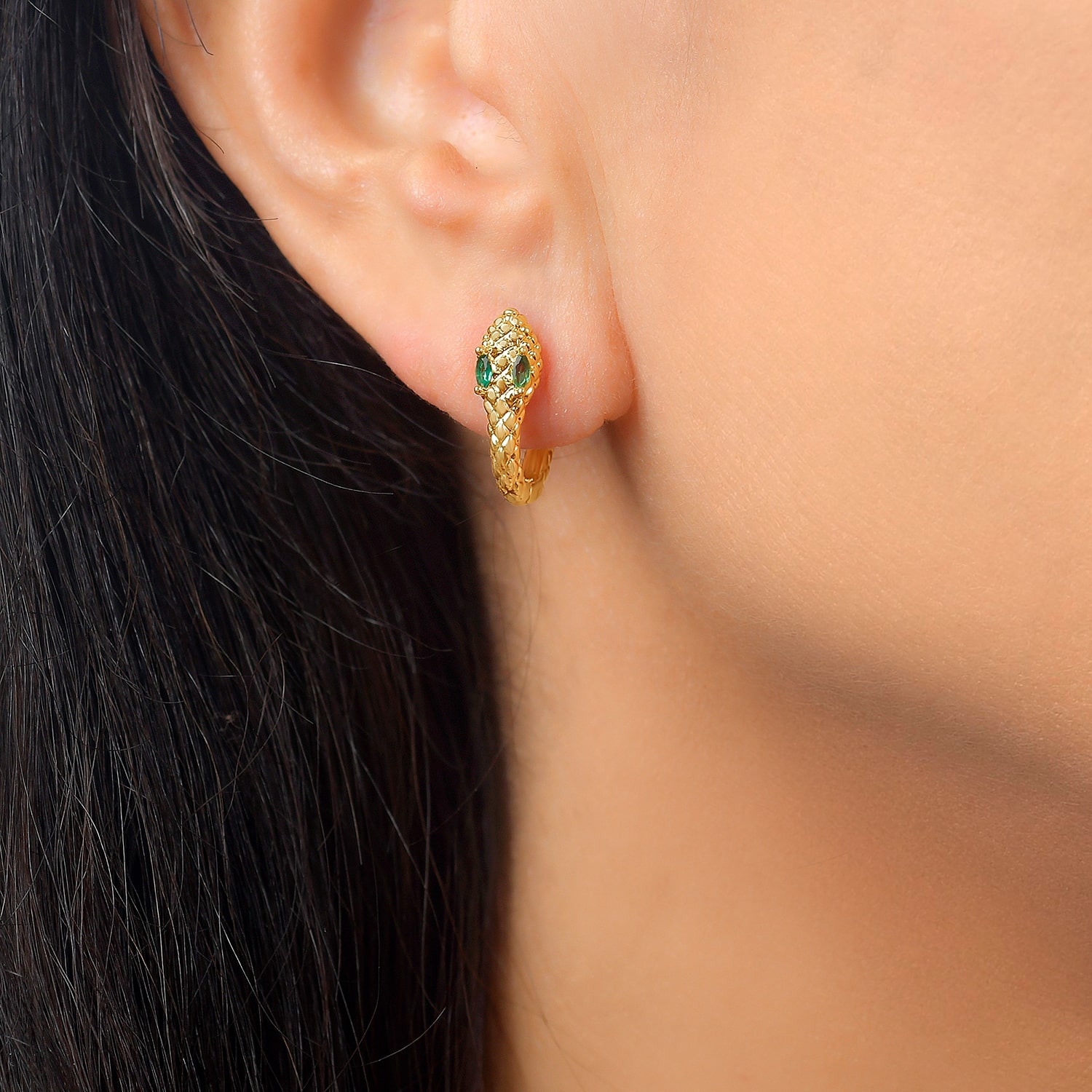 RM Rebecca Minkoff Womens Green Cubic Zirconia 14K Gold Over Brass 12mm Hoop Earrings