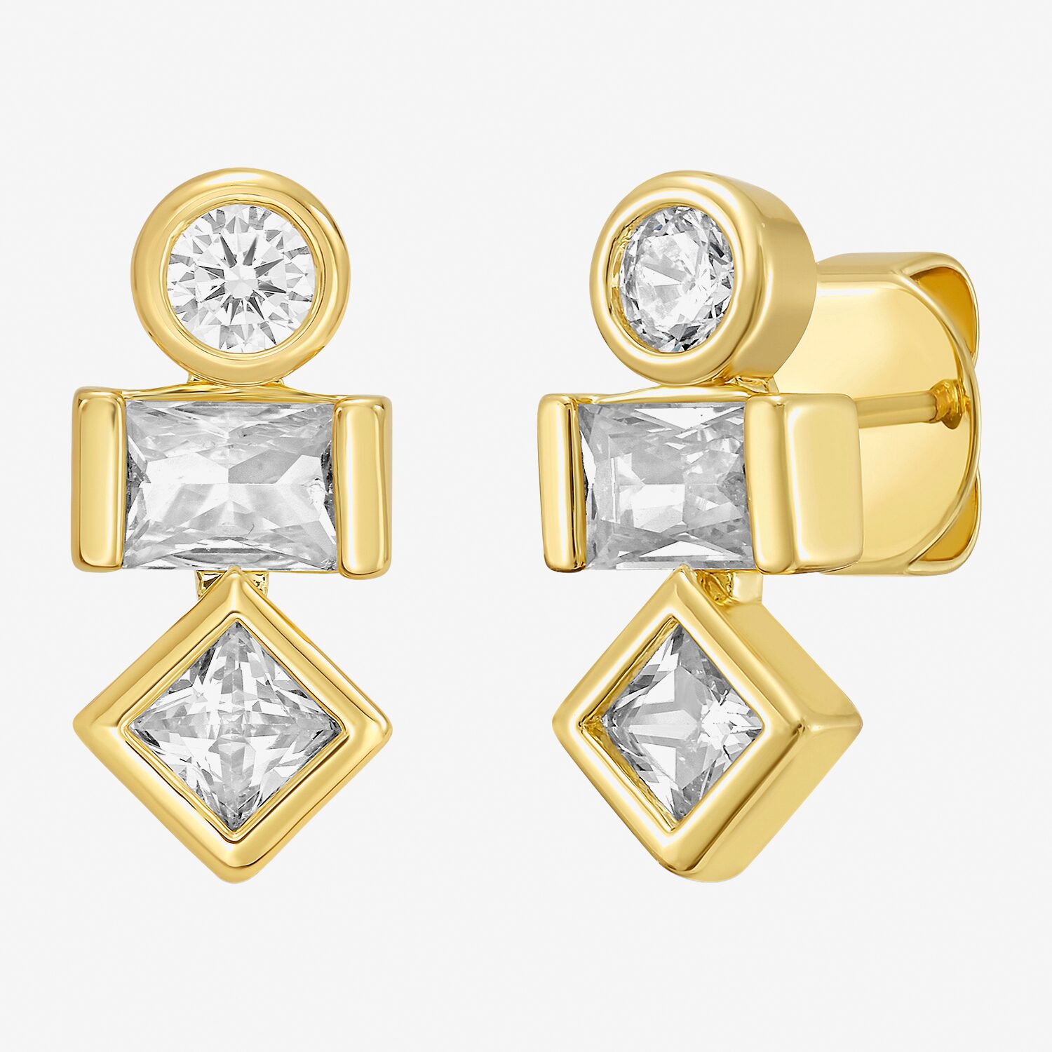 RM Rebecca Minkoff Womens Cubic Zirconia 14K Gold Over Brass Drop Earrings