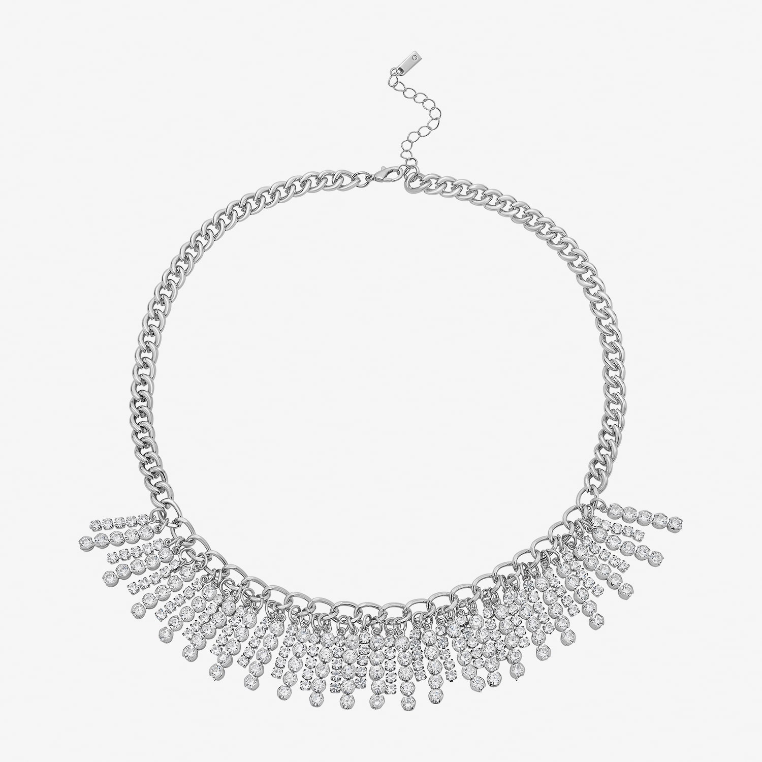 RM Rebecca Minkoff Womens Pure Silver Over Brass 17 1/2 Inch Statement Necklace