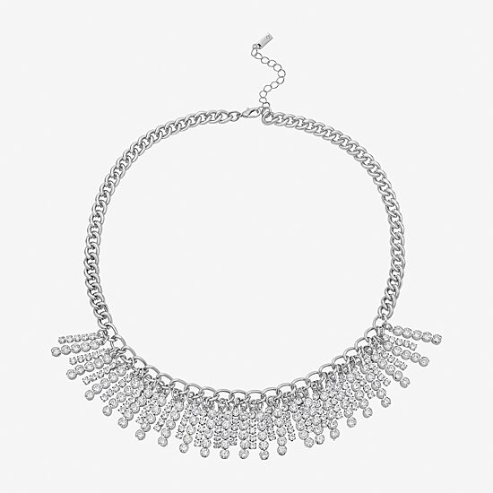 RM Rebecca Minkoff Womens Pure Silver Over Brass 17 1/2 Inch Statement Necklace