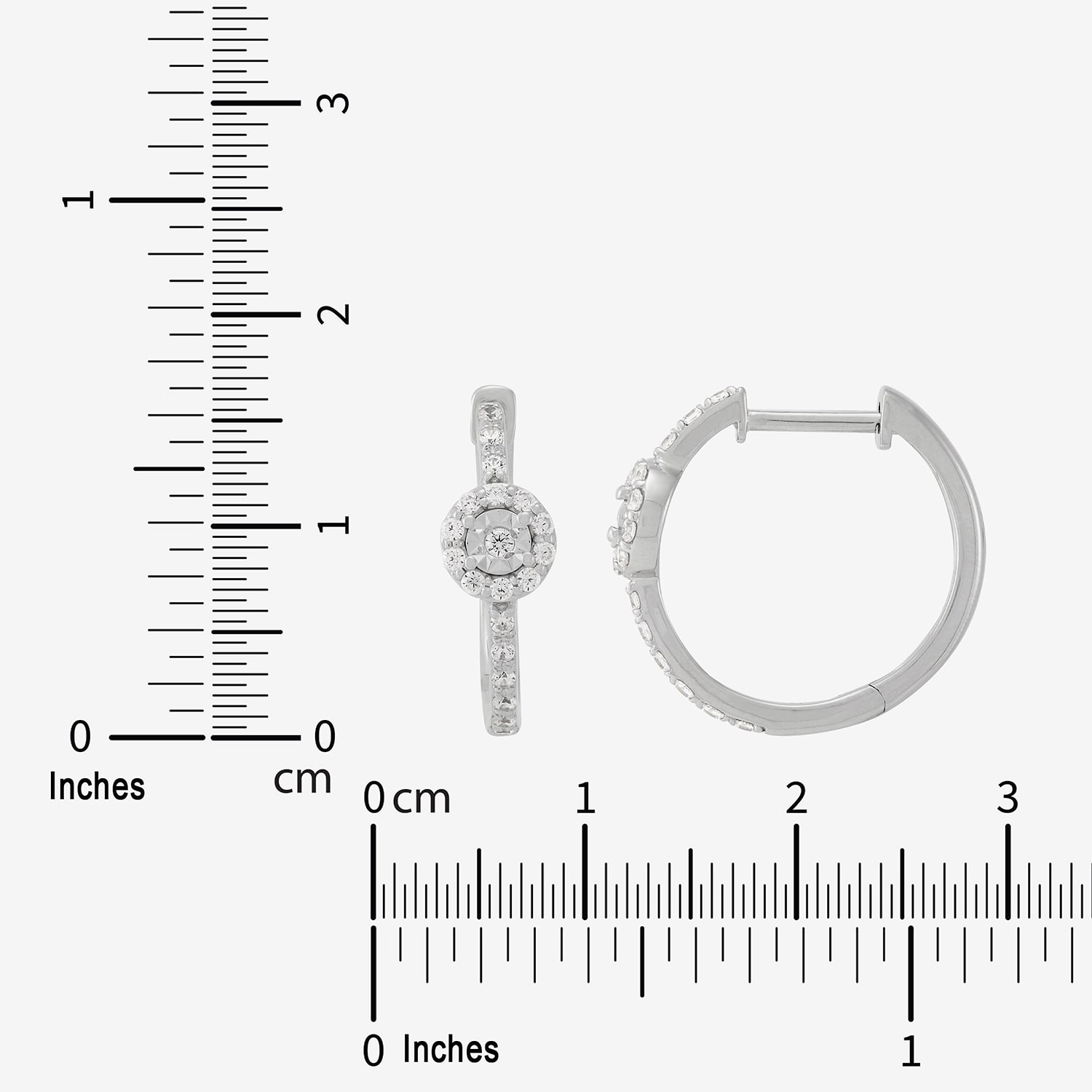 Womens 1/4 CT. T.W. Lab Grown White Diamond Sterling Silver 16.7mm Hoop Earrings