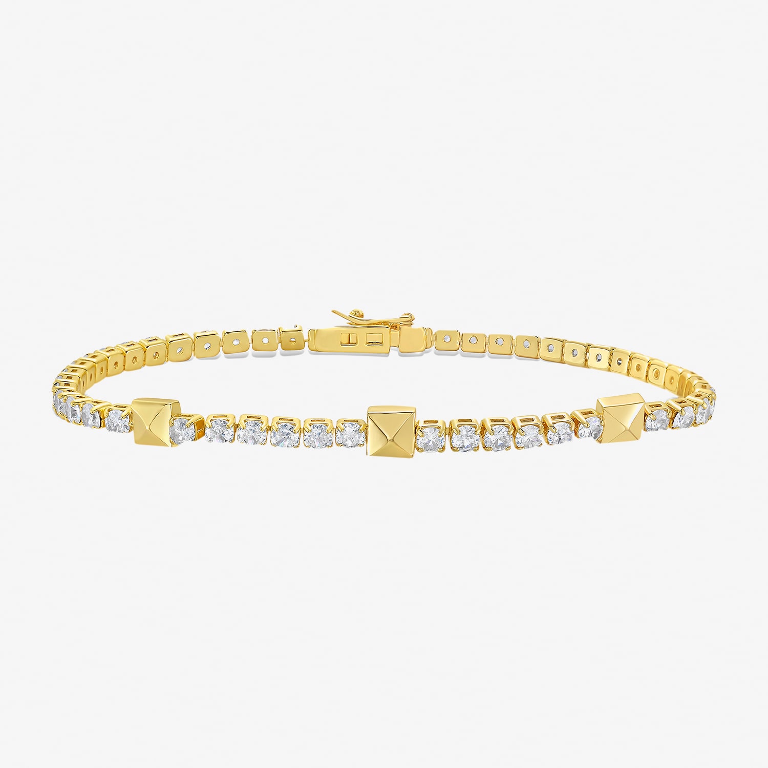 RM Rebecca Minkoff Womens Cubic Zirconia 14K Gold Over Brass 7.5 Inch Tennis Bracelet