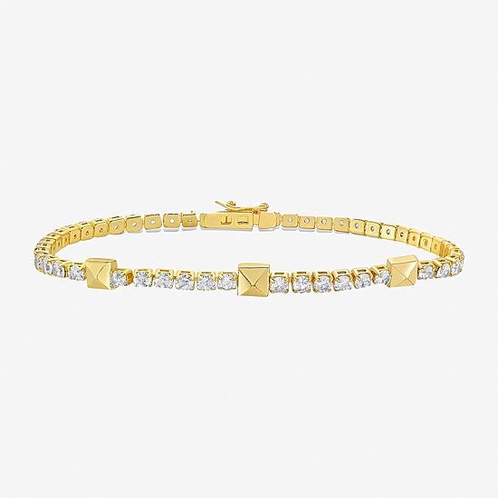 RM Rebecca Minkoff Womens Cubic Zirconia 14K Gold Over Brass 7.5 Inch Tennis Bracelet