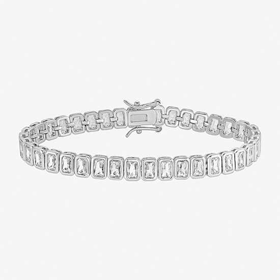 RM Rebecca Minkoff Womens Cubic Zirconia Pure Silver Over Brass 7.5 Inch Tennis Bracelet