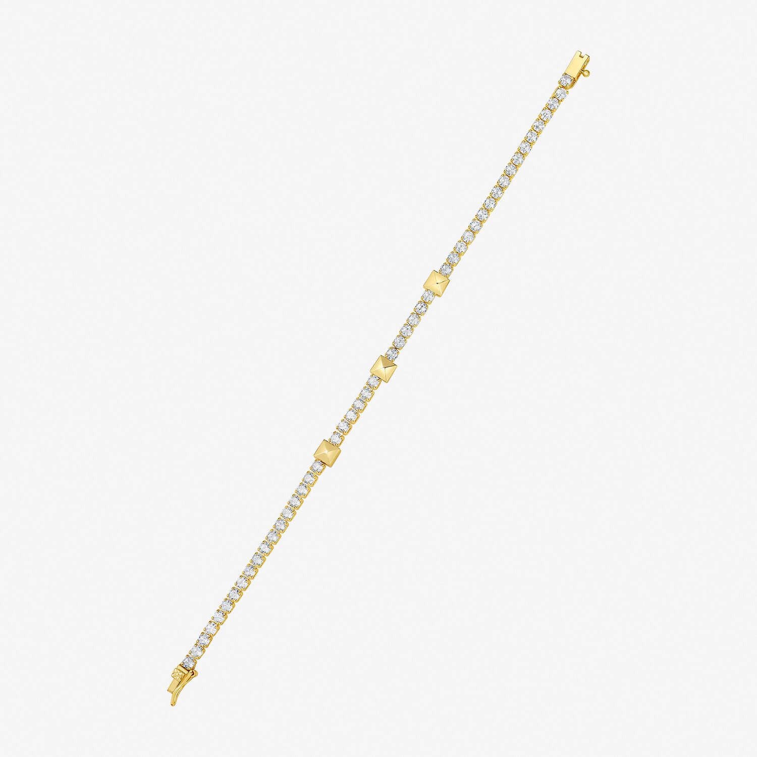 RM Rebecca Minkoff Womens Cubic Zirconia 14K Gold Over Brass 7.5 Inch Tennis Bracelet