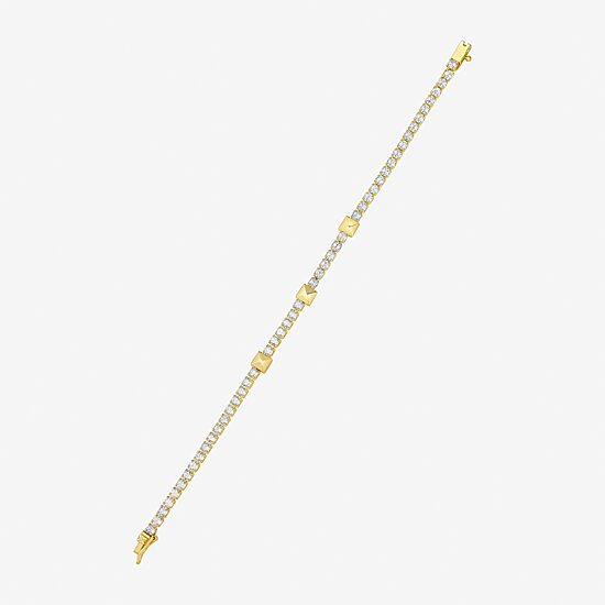 RM Rebecca Minkoff Womens Cubic Zirconia 14K Gold Over Brass 7.5 Inch Tennis Bracelet