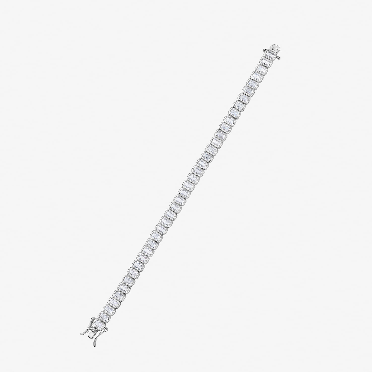 RM Rebecca Minkoff Womens Cubic Zirconia Pure Silver Over Brass 7.5 Inch Tennis Bracelet