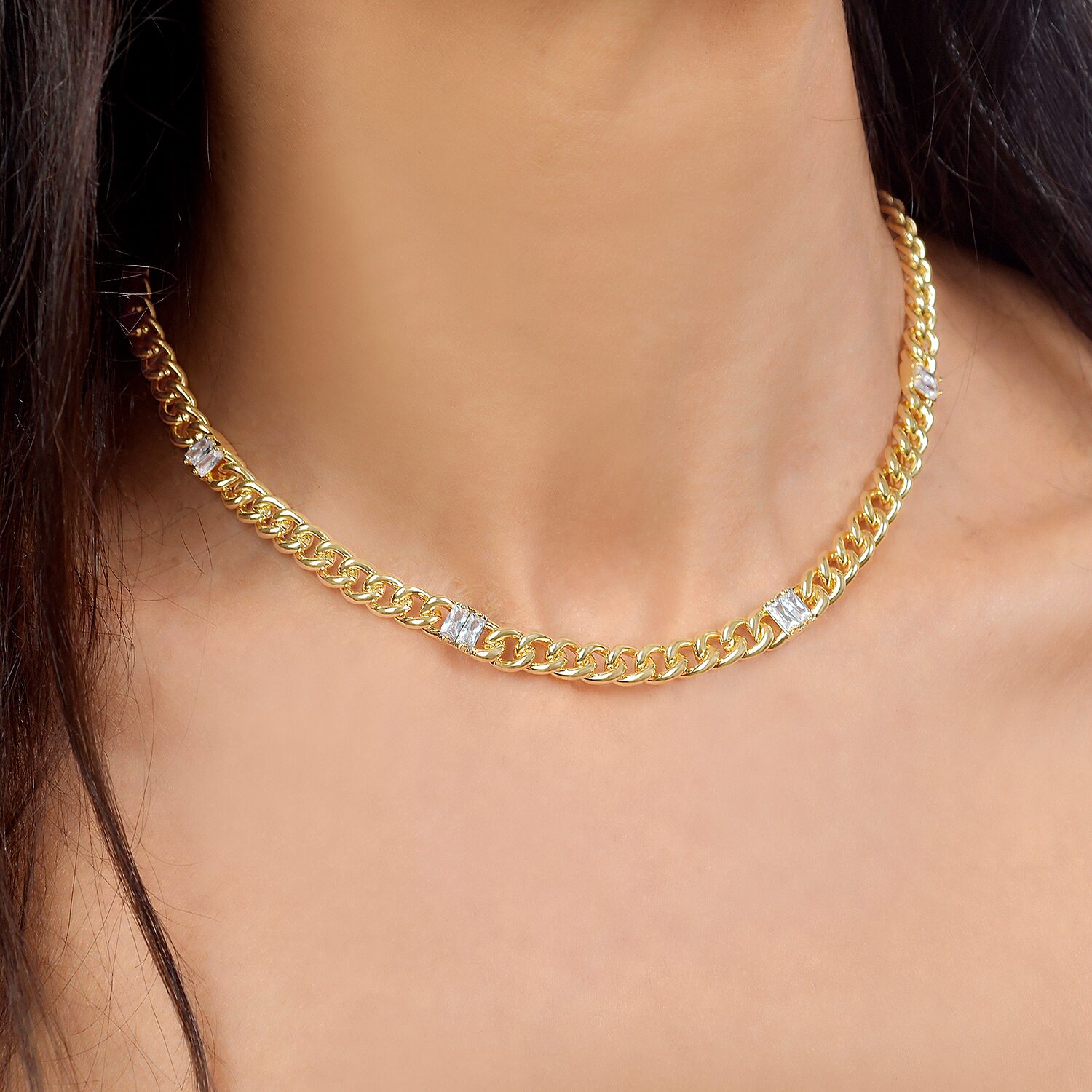 RM Rebecca Minkoff Womens 14K Gold Over Brass 14 Inch Link Chain Necklace