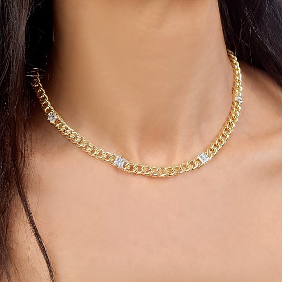 RM Rebecca Minkoff Womens 14K Gold Over Brass 14 Inch Link Chain Necklace