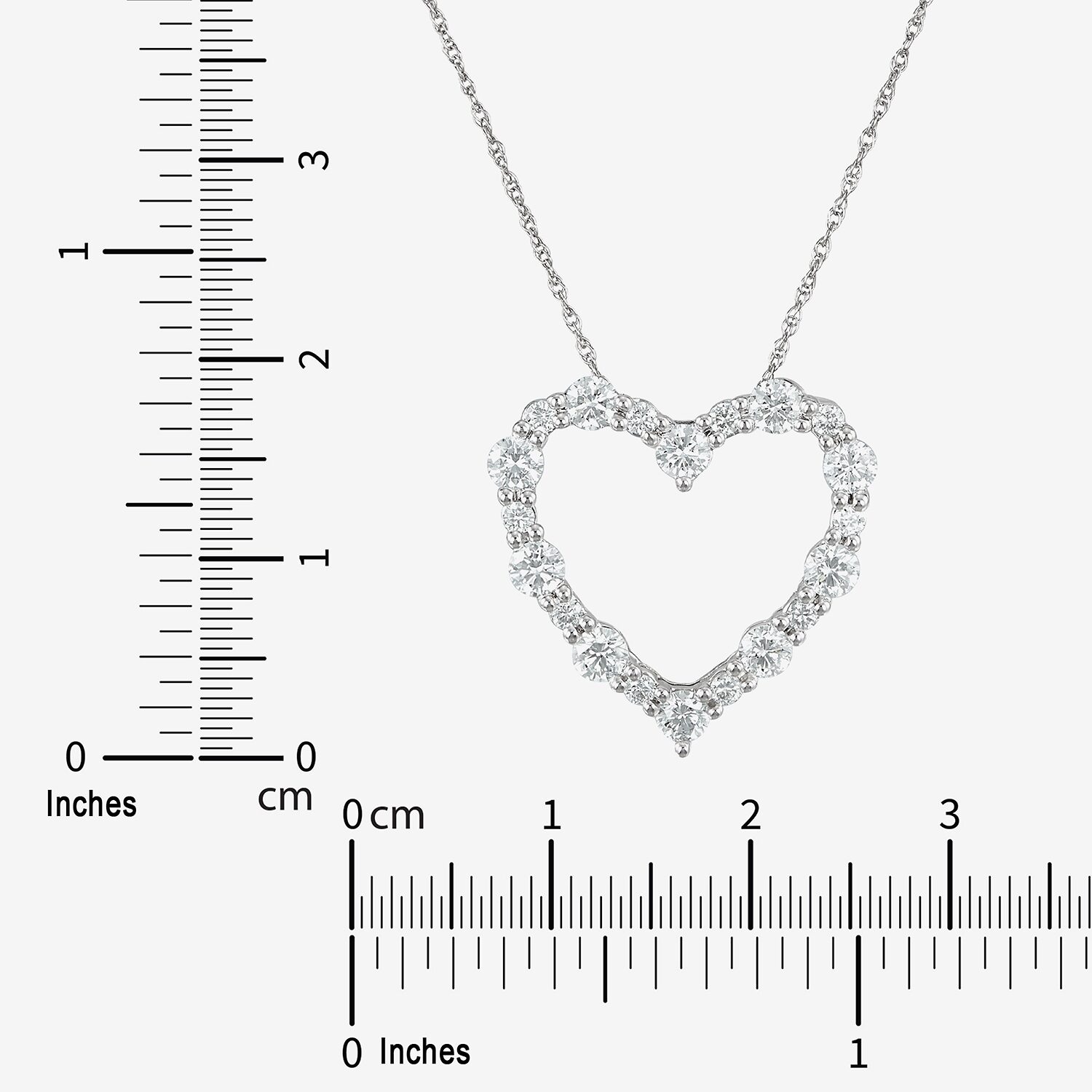 Womens 1 CT. T.W. Lab Grown White Diamond 14K White Gold Heart 18 Inch Pendant Necklace