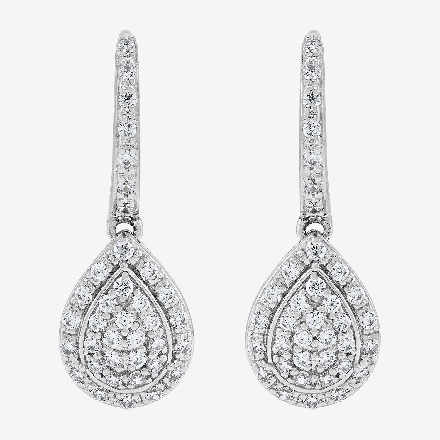 Womens 1/2 CT. T.W. Lab Grown White Diamond Sterling Silver Pear Drop Earrings