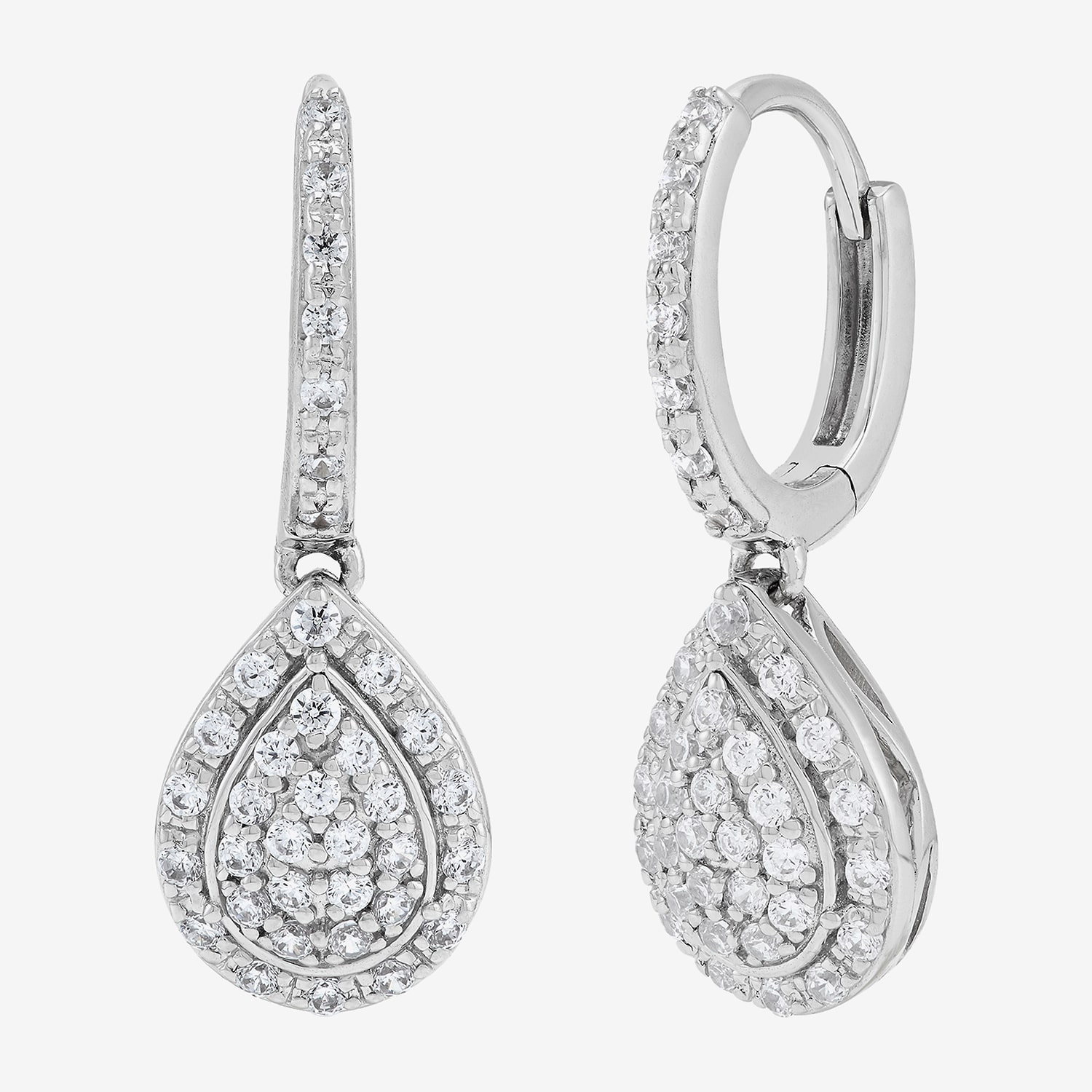 Womens 1/2 CT. T.W. Lab Grown White Diamond Sterling Silver Pear Drop Earrings