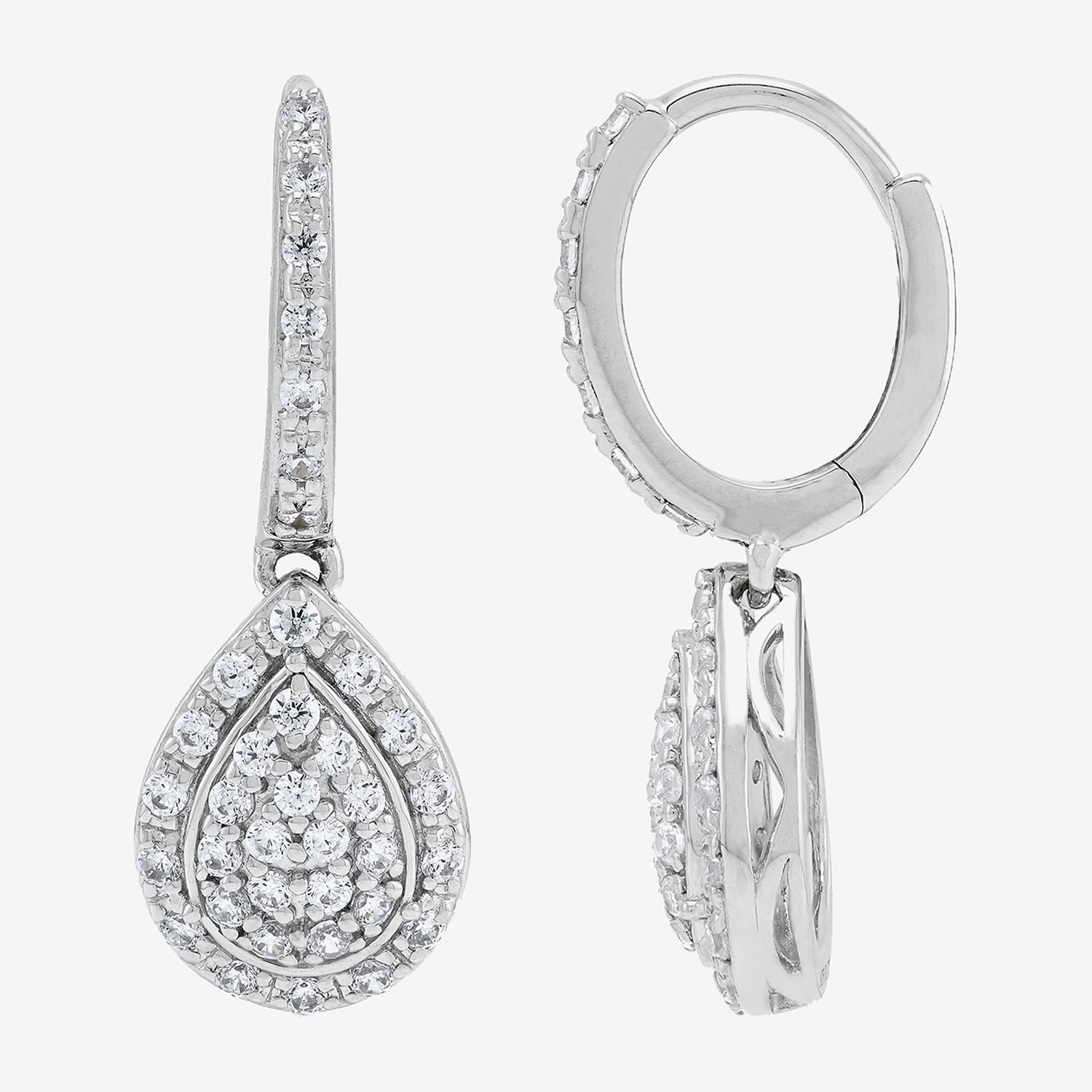 Womens 1/2 CT. T.W. Lab Grown White Diamond Sterling Silver Pear Drop Earrings