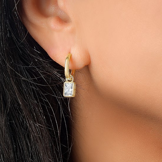 RM Rebecca Minkoff Womens Cubic Zirconia 14K Gold Over Brass 15mm Hoop Earrings