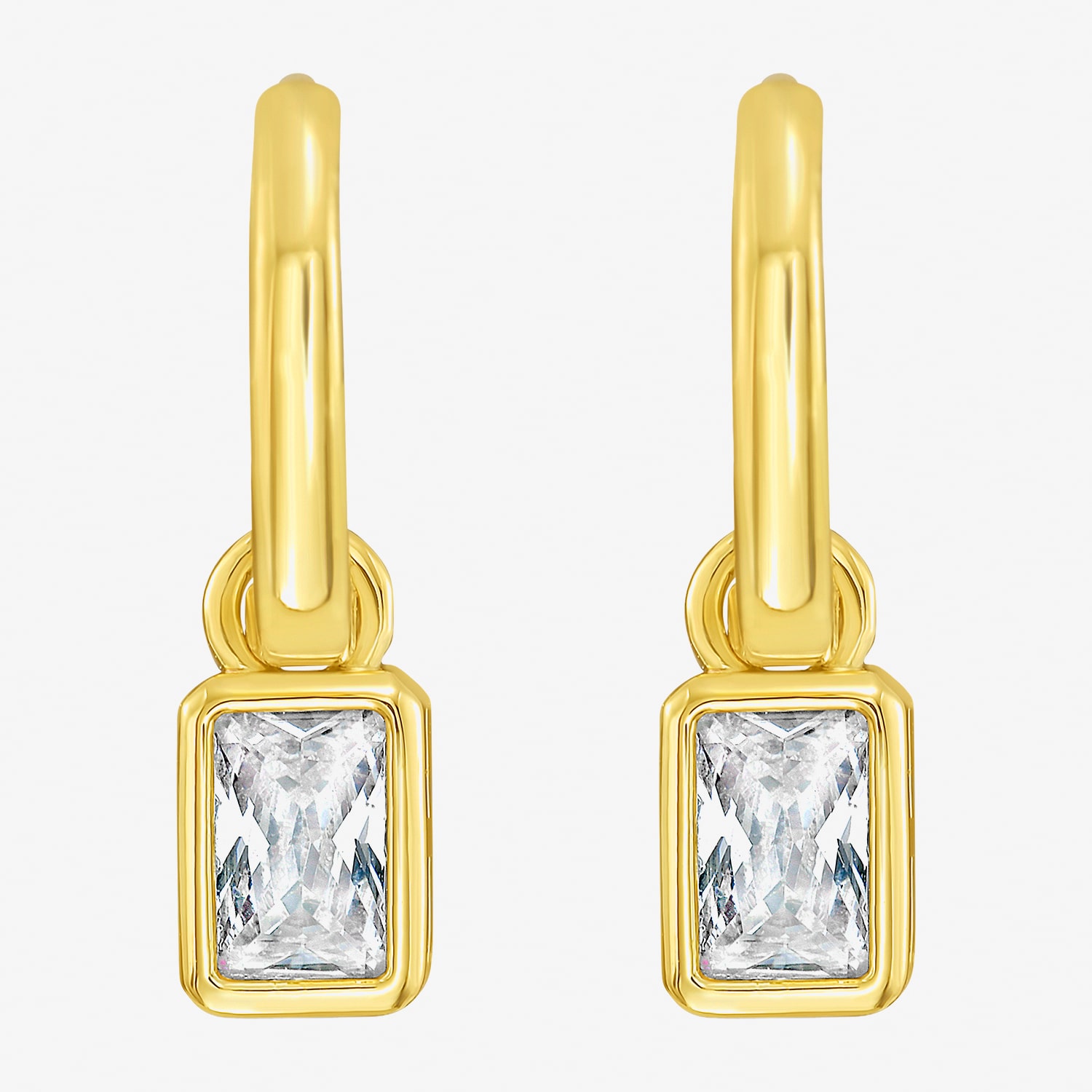 RM Rebecca Minkoff Womens Cubic Zirconia 14K Gold Over Brass 15mm Hoop Earrings