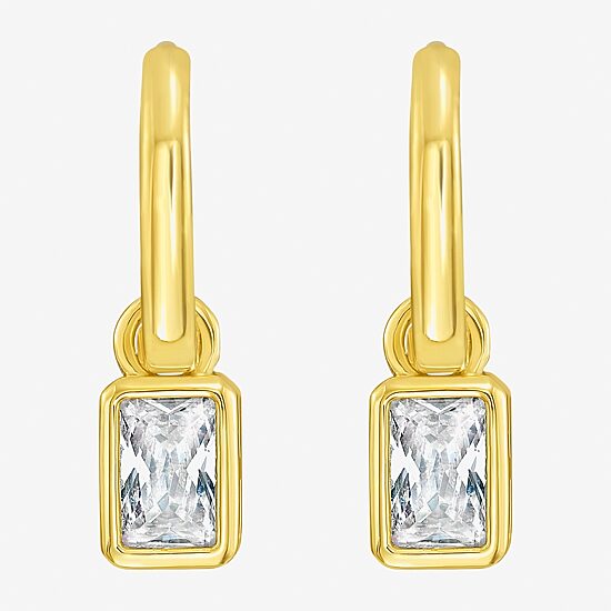 RM Rebecca Minkoff Womens Cubic Zirconia 14K Gold Over Brass 15mm Hoop Earrings