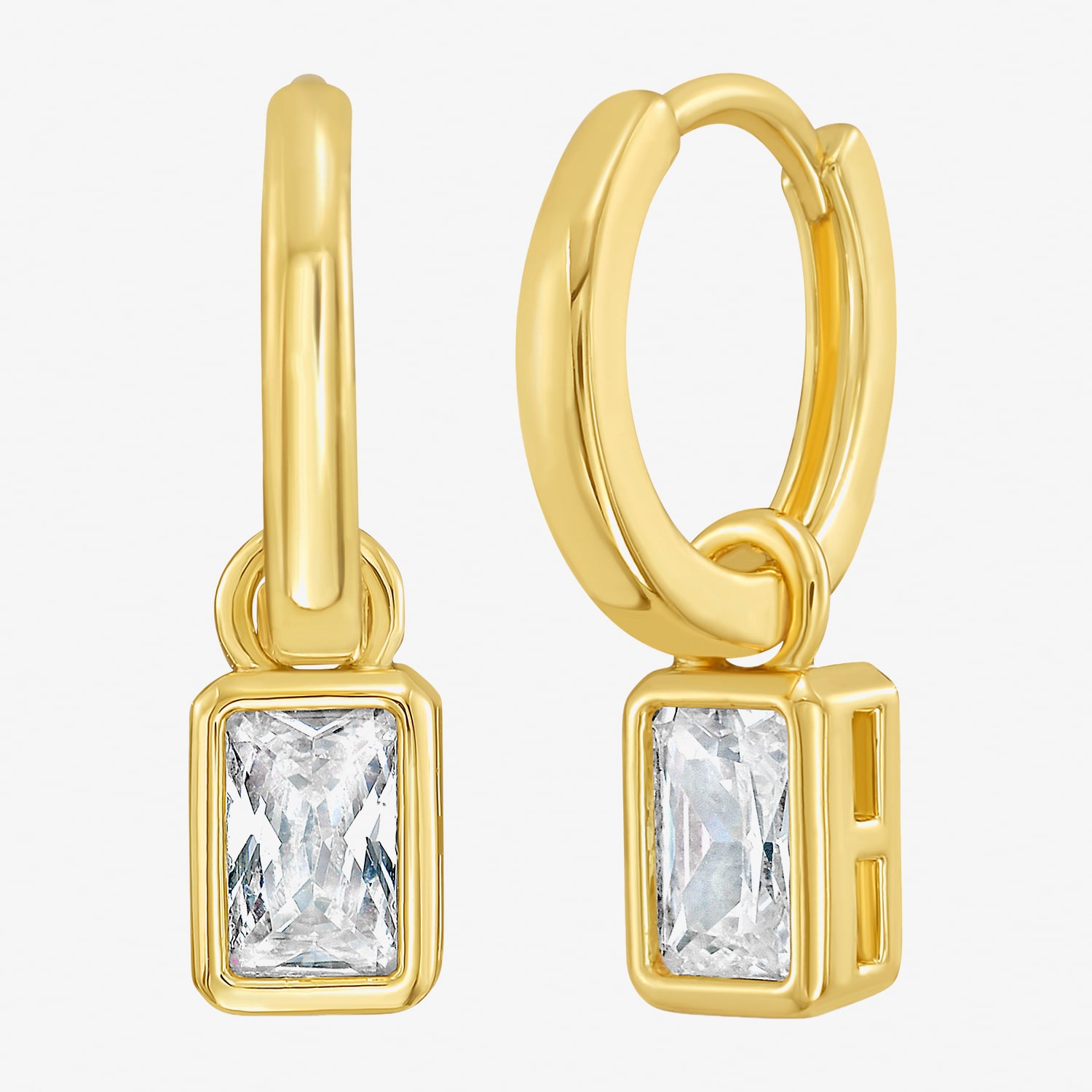 RM Rebecca Minkoff Womens Cubic Zirconia 14K Gold Over Brass 15mm Hoop Earrings