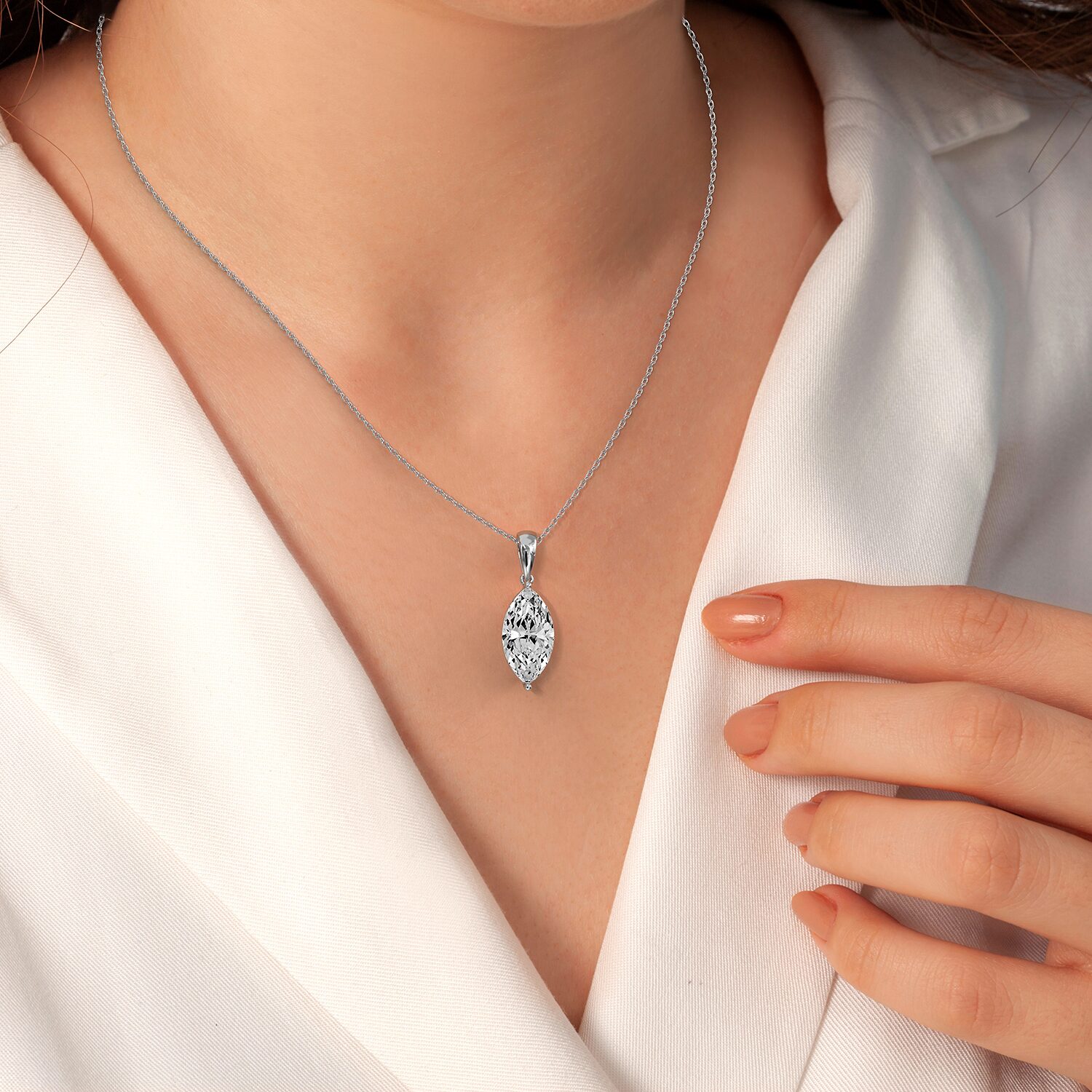 (F / Vs1) Womens 5 CT. T.W. Lab Grown White Diamond 14K Gold 18 Inch Pendant Necklace