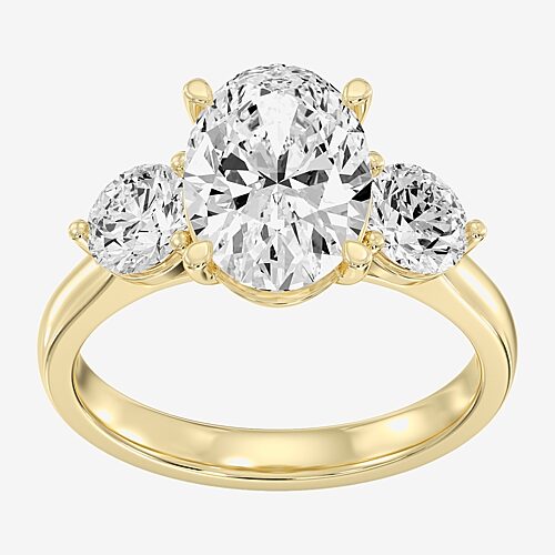 Modern Bride Love Lives Forever (f/ Si1-si2) Womens 4 Ct. T.w. Lab Grown White Diamond 10k Gold Oval 3-stone Enga In Yellow