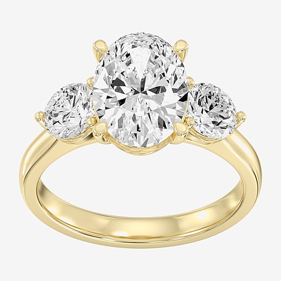 Love Lives Forever (F/ Si1-Si2) Womens 4 CT. T.W. Lab Grown White Diamond 10K Gold Oval 3-Stone Engagement Ring