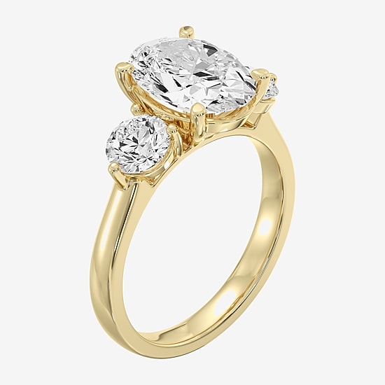 Love Lives Forever (F/ Si1-Si2) Womens 4 CT. T.W. Lab Grown White Diamond 10K Gold Oval 3-Stone Engagement Ring