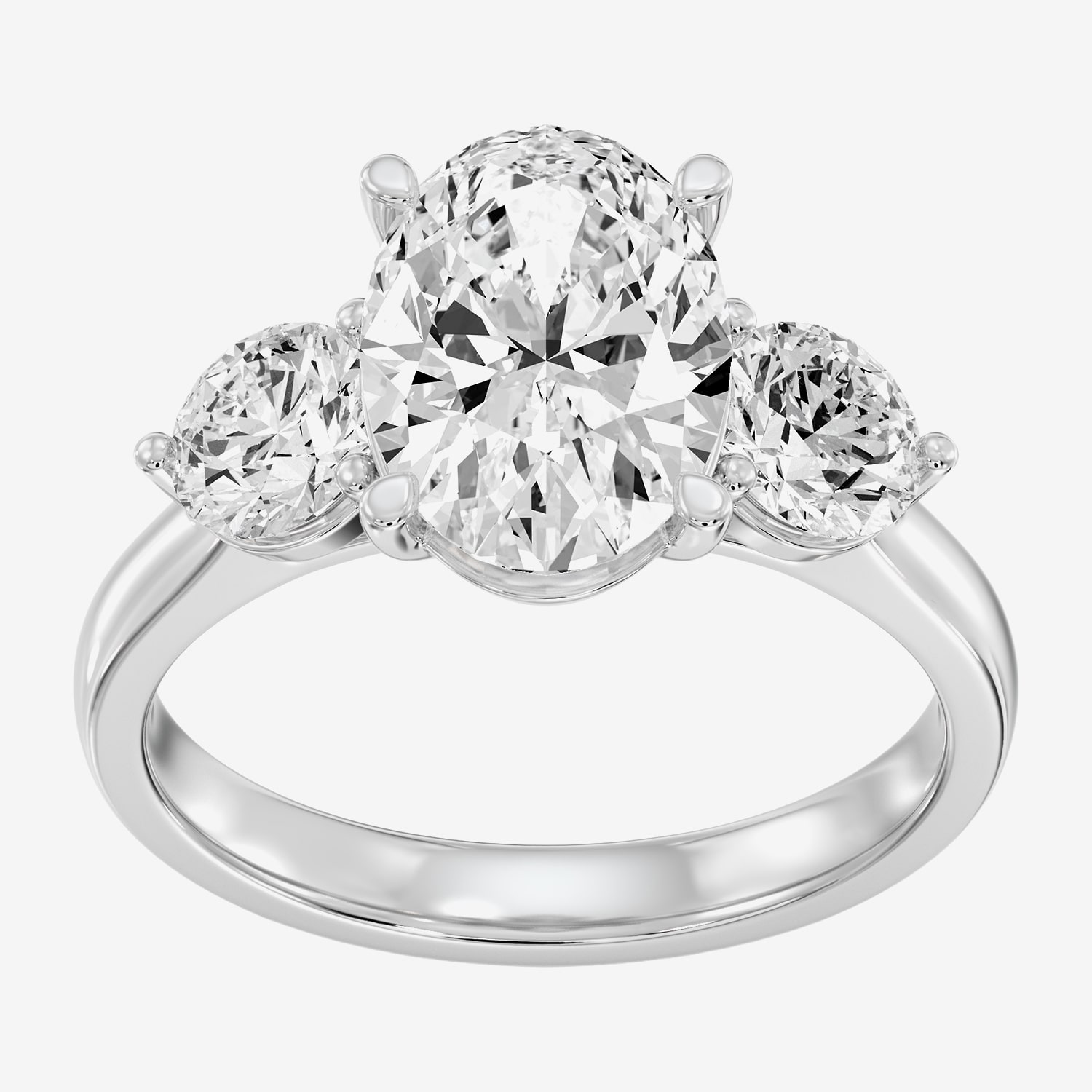 Love Lives Forever (F/ Si1-Si2) Womens 4 CT. T.W. Lab Grown White Diamond 10K Gold Oval 3-Stone Engagement Ring