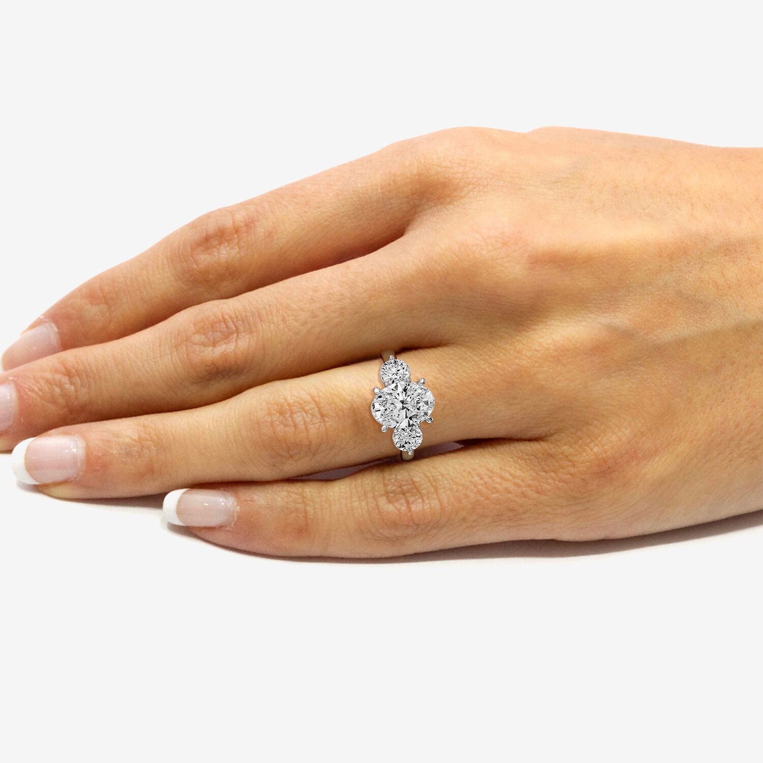 Love Lives Forever (F/ Si1-Si2) Womens 4 CT. T.W. Lab Grown White Diamond 10K Gold Oval 3-Stone Engagement Ring