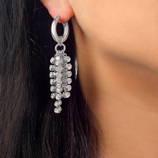 RM Rebecca Minkoff Womens Cubic Zirconia Pure Silver Over Brass Drop Earrings